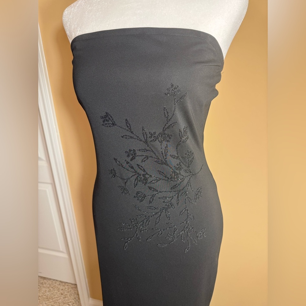 Roberta Black Strapless Embellished Sheath Maxi Dress
